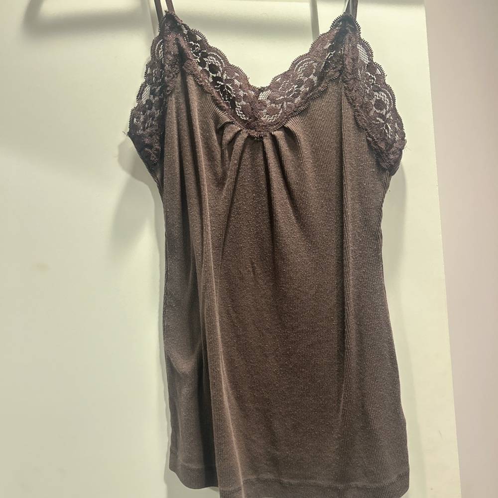 Worthington Chocolate Lace Cami Top
